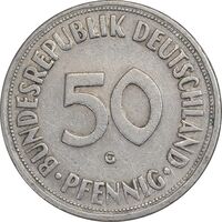 سکه 50 فینیگ 1950G جمهوری فدرال - EF45 - آلمان