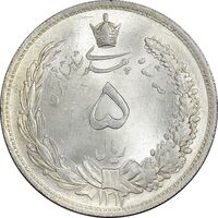 سکه 5 ریال 1313 - 3 تاریخ متوسط - MS63 - رضا شاه