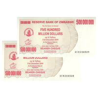 اسکناس 500000000 دلار 2008 جمهوری - جفت - UNC64 - زیمبابوه