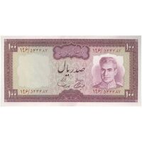 اسکناس 100 ریال (آموزگار - سمیعی) نوشته سیاه - تک - UNC63 - محمد رضا شاه