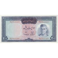 اسکناس 200 ریال (آموزگار - سمیعی) نوشته قرمز - تک - UNC62 - محمد رضا شاه
