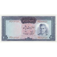 اسکناس 200 ریال (آموزگار - سمیعی) نوشته قرمز - تک - UNC63 - محمد رضا شاه
