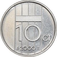 سکه 10 سنت 2000 بئاتریکس - MS63 - هلند
