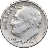 سکه 1 دایم 1969D روزولت - EF45 - آمریکا