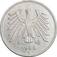سکه 5 مارک 1988F جمهوری فدرال - EF45 - آلمان