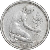 سکه 50 فینیگ 1950F جمهوری فدرال - EF45 - آلمان