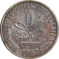 سکه 10 فینیگ 1967F جمهوری فدرال - EF45 - آلمان