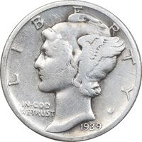 سکه 1 دایم 1939 مرکوری - VF35 - آمریکا