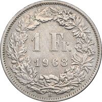 سکه 1 فرانک 1968 دولت فدرال - EF45 - سوئیس