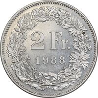 سکه 2 فرانک 1988 دولت فدرال - AU55 - سوئیس