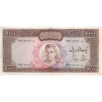 اسکناس 1000 ریال (آموزگار - جهانشاهی) نوشته سیاه - تک - EF45 - محمد رضا شاه