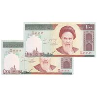 اسکناس 1000 ریال (حسینی - مظاهری) - شماره نیمه رند - جفت - UNC63 - جمهوری اسلامی
