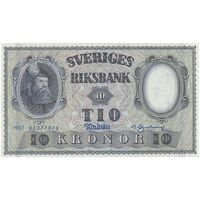 اسکناس 10 کرون 1957 گوستاو آدولف ششم - تک - UNC63 - سوئد