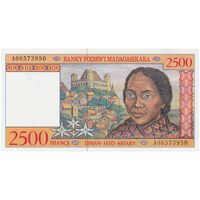 اسکناس 2500 فرانک بدون تاریخ (1998-2004) جمهوری سوم - تک - UNC65 - ماداگاسکار