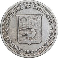 سکه 25 سنتیمو 1960 - EF45 - ونزوئلا