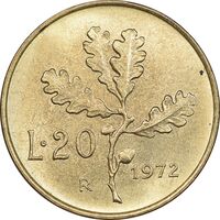 سکه 20 لیره 1972 جمهوری - MS63 - ایتالیا