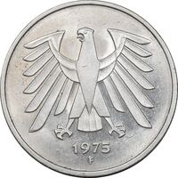 سکه 5 مارک 1975F جمهوری فدرال - MS62 - آلمان