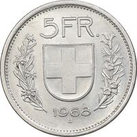 سکه 5 فرانک 1968 دولت فدرال - AU58 - سوئیس