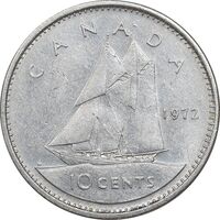 سکه 10 سنت 1972 الیزابت دوم - AU50 - کانادا