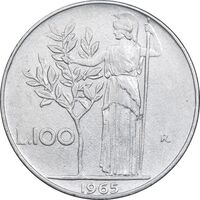 سکه 100 لیره 1965 جمهوری - EF45 - ایتالیا