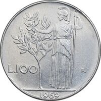 سکه 100 لیره 1969 جمهوری - EF45 - ایتالیا