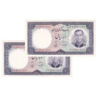 اسکناس 10 ریال 1340 - جفت - UNC62 - محمد رضا شاه