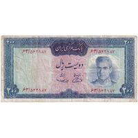 اسکناس 200 ریال (آموزگار - سمیعی) نوشته قرمز - تک - VF25 - محمد رضا شاه