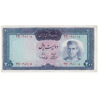 اسکناس 200 ریال (آموزگار - سمیعی) نوشته قرمز - تک - VF30 - محمد رضا شاه