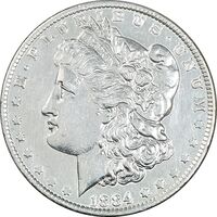 سکه یک دلار 1884 مورگان - EF45 - cleaned - آمریکا