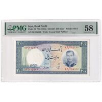 اسکناس 200 ریال 1337 - تک - AU58 - محمد رضا شاه