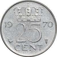 سکه 25 سنت 1970 یولیانا - EF45 - هلند
