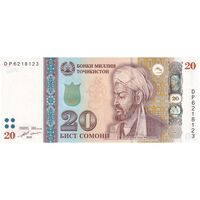 اسکناس 20 سامانی 2021 جمهوری - تک - UNC64 - تاجیکستان