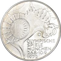 سکه 10 مارک 1972F المپیک مونیخ - MS63 - آلمان