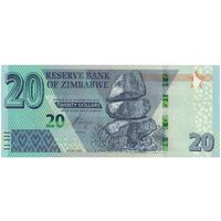 اسکناس 20 دلار 2020 جمهوری - تک - UNC63 - زیمبابوه