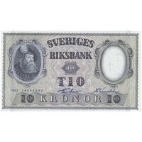 اسکناس 10 کرون 1962 گوستاو آدولف ششم - تک - UNC63 - سوئد