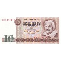اسکناس 10 مارک 1971 جمهوری دموکراتیک - تک - UNC62 - آلمان