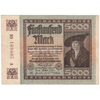 اسکناس 5000 مارک 1922 جمهوری وایمار - تک - VF - آلمان