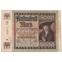 اسکناس 5000 مارک 1922 جمهوری وایمار - تک - VF - آلمان