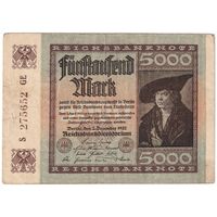 اسکناس 5000 مارک 1922 جمهوری وایمار - تک - VF - آلمان