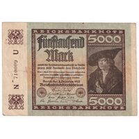 اسکناس 5000 مارک 1922 جمهوری وایمار - تک - VF - آلمان