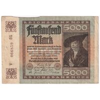 اسکناس 5000 مارک 1922 جمهوری وایمار - تک - VF - آلمان