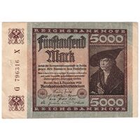 اسکناس 5000 مارک 1922 جمهوری وایمار - تک - EF - آلمان