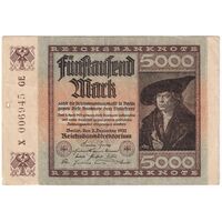 اسکناس 5000 مارک 1922 جمهوری وایمار - تک - EF - آلمان