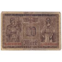 اسکناس 20 مارک 1918 ویلیام دوم - تک - F - آلمان