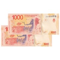 اسکناس 1000 پزو بدون تاریخ (2020-2022) جمهوری فدرال - MAP, SM - جفت - UNC64 - آرژانتین