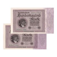 اسکناس 100000 مارک 1923 جمهوری وایمار - جفت - UNC61 - آلمان