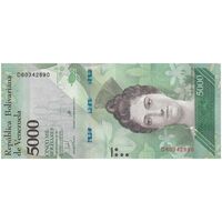 اسکناس 5000 بولیوار 2017 جمهوری بولیواری - تک - UNC62 - ونزوئلا