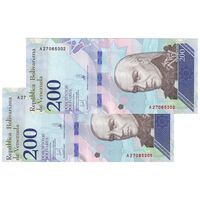 اسکناس 200 بولیوار 2018 جمهوری بولیواری - جفت - UNC62 - ونزوئلا