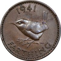 سکه 1 فارتینگ 1941 جرج ششم - EF45 - انگلستان