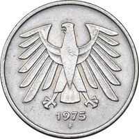 سکه 5 مارک 1975F جمهوری فدرال - EF45 - آلمان